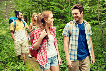 Young people hiking