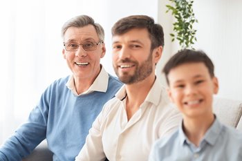 Multigenerational family of men