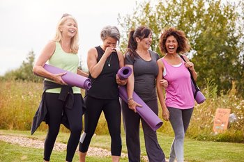 Middle aged women exercising