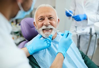 Person having dental checkup and oral cancer screening