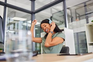 Woman taking a break listening to music