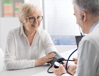 Patient getting blood pressure check