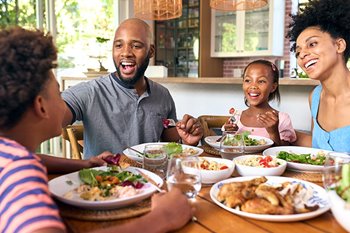 Family eating healthy meal